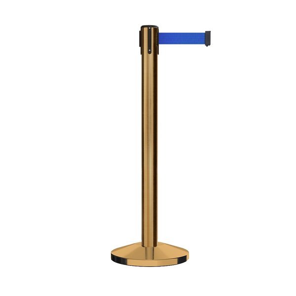 Stanchion Belt Barrier Sat.Brass Post 16ft. Blue Belt, Montour Line, Mfr#: M650-SB-BL-160